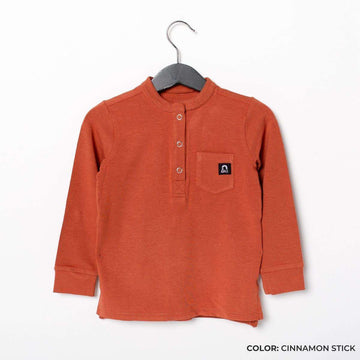 Long Sleeve Henley Pocket Kids Essentials Tee - 'Kids Tee in Multiple Colors'