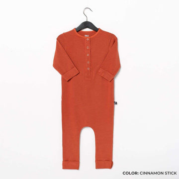 3/4 Length Sleeve Henley Essentials Rag Romper - 'Rag in Multiple Colors'