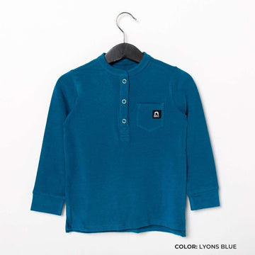 Long Sleeve Henley Pocket Kids Essentials Tee - 'Kids Tee in Multiple Colors'