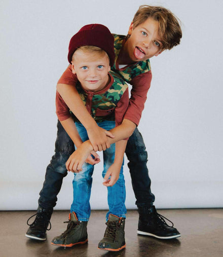 3/4 Sleeve Henley Tee - 'Camo' - Maroon