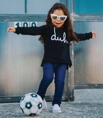 Kids Crewneck Sweatshirt - 'duh' - Black