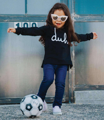Kids Crewneck Sweatshirt - 'duh' - Black