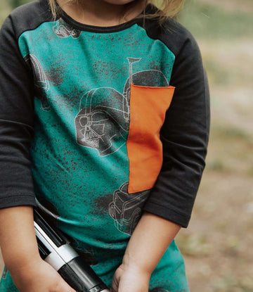 3/4 Sleeve Raglan Big Pocket Rag - 'Star Wars Helmets' - Star Wars Collection from RAGS