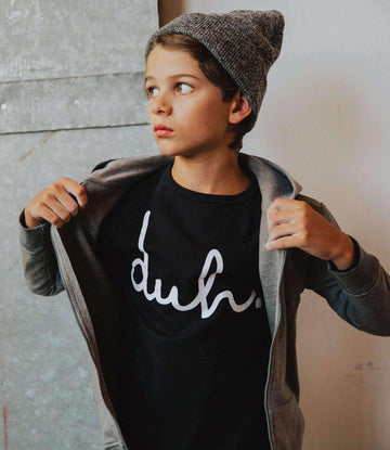 Kids Crewneck Sweatshirt - 'duh' - Black