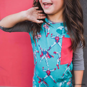 3/4 Sleeve Raglan Big Pocket Rag - 'Avengers Assemble' - Marvel Collection from Rags
