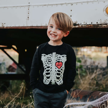 Kids Crewneck Sweatshirt - 'Skelly' - Black