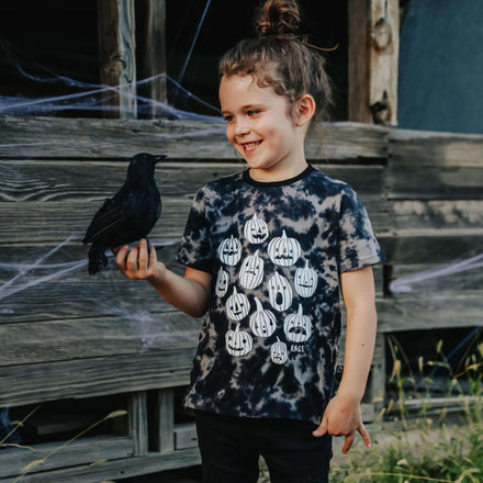 Short Sleeve Tee - 'Pumpkins' - Black Griffin Tie Dye