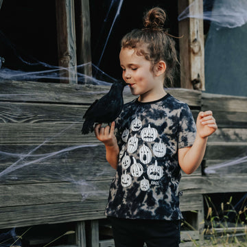 Short Sleeve Tee - 'Pumpkins' - Black Griffin Tie Dye