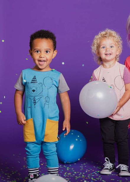 Short Sleeve Hip Pocket Rag - 'Party Bear' - Blue Moon