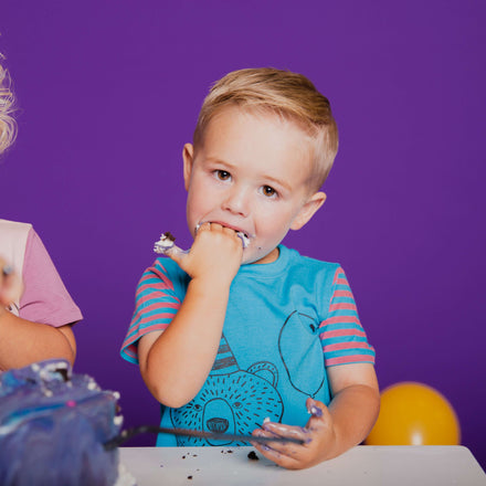 Short Sleeve Tee - 'Party Bear' - Cyan Blue