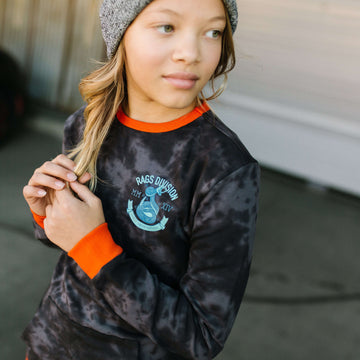 Kids Kangaroo Pocket Sweatshirt - 'Cobra RAGS Division' - Black Beauty & Obsidian Tie-Dye