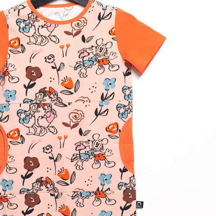 Short Sleeve Peek Pocket Rag Romper - 'Disney Couples Floral' - Disney Collection from RAGS