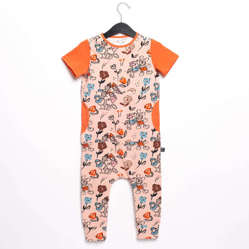 Short Sleeve Peek Pocket Rag Romper - 'Disney Couples Floral' - Disney Collection from RAGS