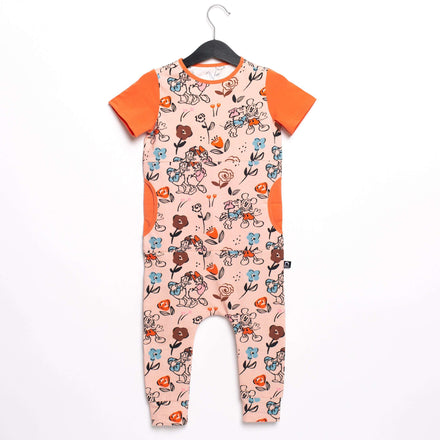 Short Sleeve Peek Pocket Rag Romper - 'Disney Couples Floral' - Disney Collection from RAGS