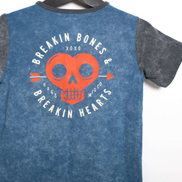 Short Sleeve Henley Rounded Kids Tee - 'Breakin Bones' - Washed Stellar