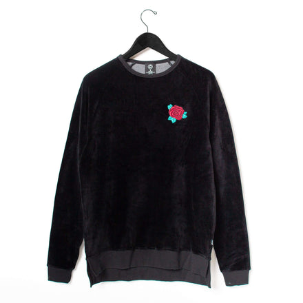 Unisex Adult Crewneck Sweatshirt - 'Rose' - Black Velour