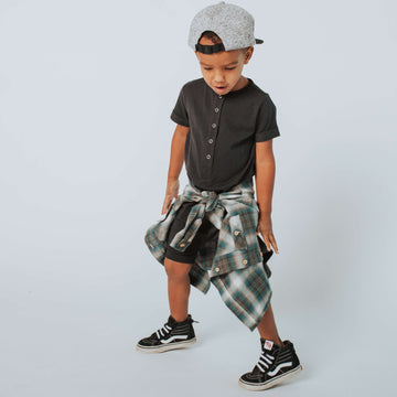 Short Sleeve Henley Short Essentials Rag Romper - 'Rag in Multiple Colors' - Spring