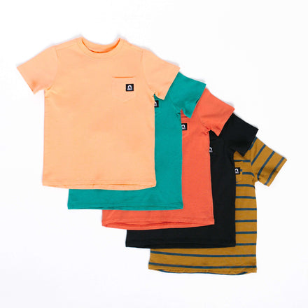 Short Sleeve Chest Pocket Kids Essentials Tee  - 'Kids Tee in Multiple Colors' - Spring
