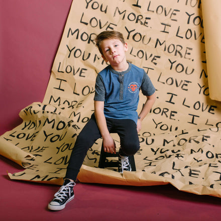 Short Sleeve Henley Rounded Kids Tee - 'Breakin Bones' - Washed Stellar