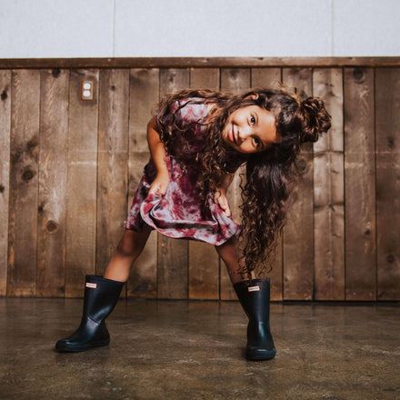 Short Sleeve Swing Dress - 'Tie Dye' - Mahogany