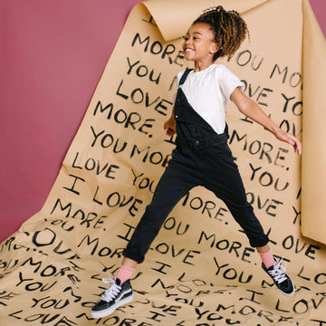 Short Sleeve Kids Tee - 'Puff Print Hearts' - Cream