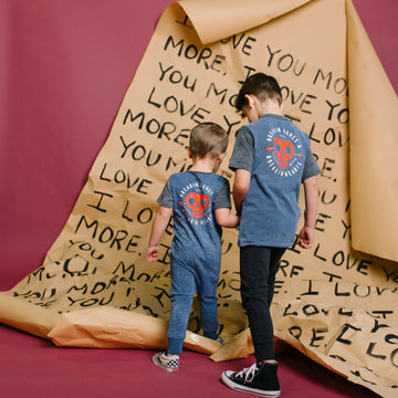 Short Sleeve Henley Rounded Kids Tee - 'Breakin Bones' - Washed Stellar