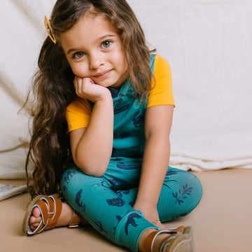 Short Sleeve Hooded Peek Pocket Rag Romper - 'Ivy Outdoors'