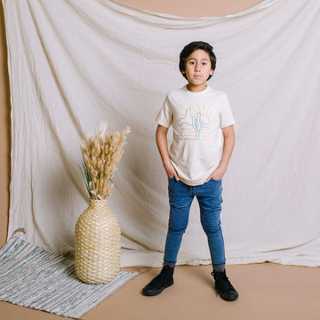 Short Sleeve Rounded Tee - 'Greetings from the West' - Whitecap Gray