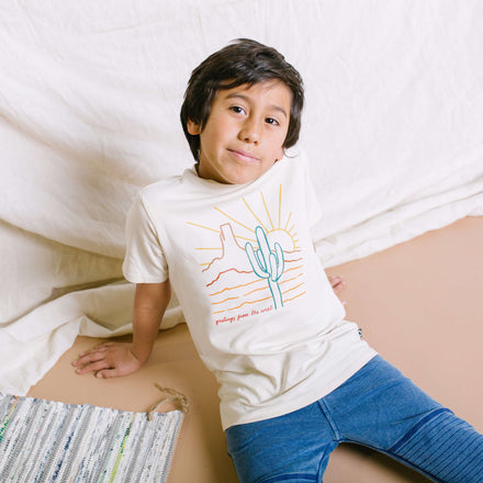 Short Sleeve Rounded Tee - 'Greetings from the West' - Whitecap Gray