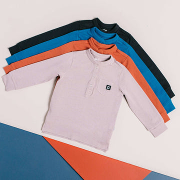 Long Sleeve Henley Pocket Kids Essentials Tee - 'Kids Tee in Multiple Colors'