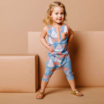 Tank Henley Capri Rag Romper - 'Aurora Floral' - Disney Collection from RAGS