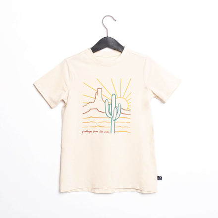 Short Sleeve Rounded Tee - 'Greetings from the West' - Whitecap Gray
