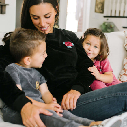 Unisex Adult Crewneck Sweatshirt - 'Rose' - Black Velour
