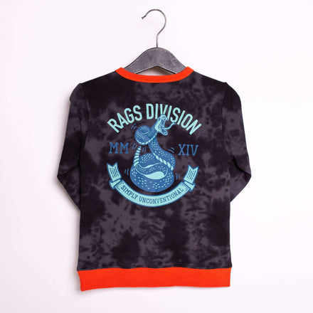 Kids Kangaroo Pocket Sweatshirt - 'Cobra RAGS Division' - Black Beauty & Obsidian Tie-Dye