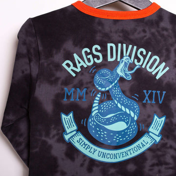 Kids Kangaroo Pocket Sweatshirt - 'Cobra RAGS Division' - Black Beauty & Obsidian Tie-Dye