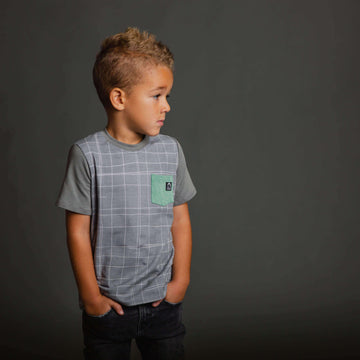 Short Sleeve Chest Pocket Tee - 'Sketchy Grid' - Griffin