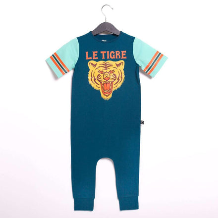 Retro Short Sleeve Rag Romper - 'Le Tigre' - Corsair Blue