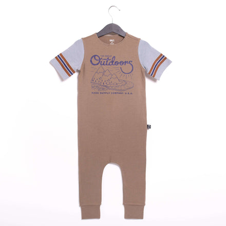 Retro Short Sleeve Rag Romper - 'Great Outdoors' - Fallen Rock