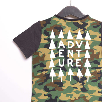 Short Sleeve Rag Romper - 'Adventure (Minor Defect)' - Camouflage Green