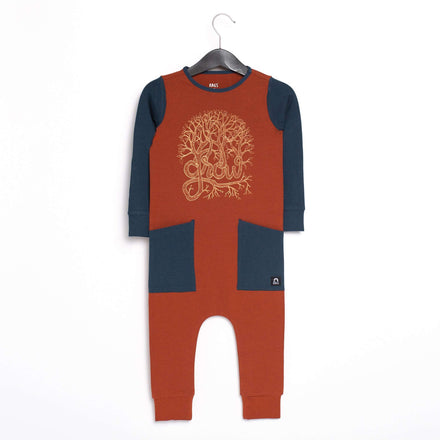 Long Sleeve Hip Pocket Rag Romper - 'Grow' - Picante