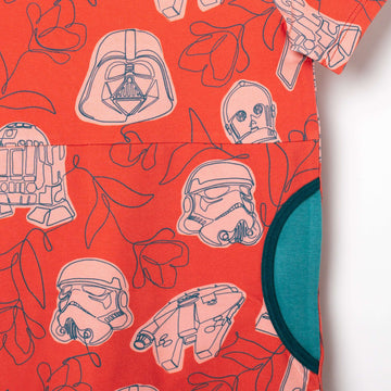 Short Sleeve Peek Pocket Rag Romper - 'Star Wars Floral' - Star Wars Collection from RAGS