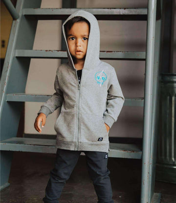 Kids Hoodie - 'Lightning Strikes' - Charcoal