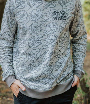 Unisex Adult Crewneck Sweatshirt - 'Millennium Falcon Print' - Star Wars Collection from RAGS