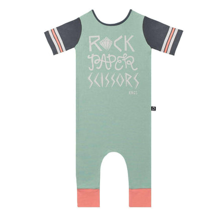Retro Short Sleeve Rag - 'Rock Paper Scissors' - Granite Green