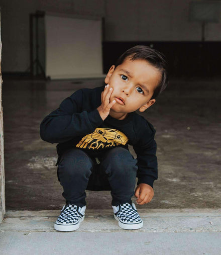 Kids Crewneck Sweatshirt - 'Roar' - Black