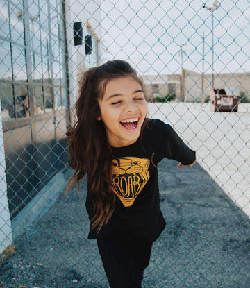 Kids Crewneck Sweatshirt - 'Roar' - Black