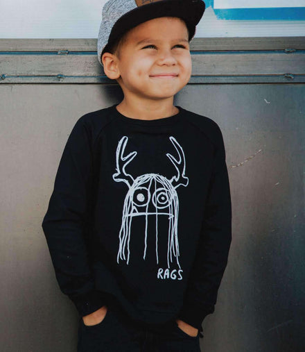Kids Crewneck Sweatshirt - 'Trinny' - Black