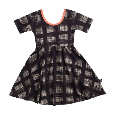 Short Sleeve Swing Dress - 'Scratchy Plaid' - Lantana