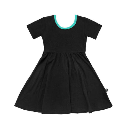 Short Sleeve Swing Dress - 'Black'