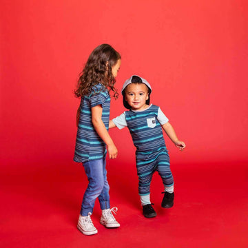 Short Sleeve Pocket Rag - 'Artsy Stripe' - Midnight